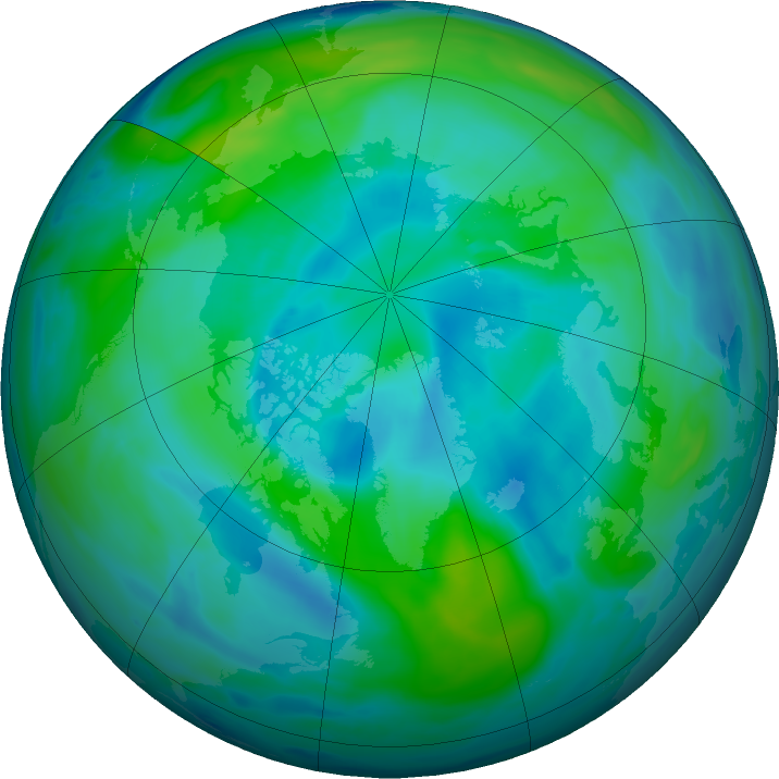 Arctic ozone map for 05 October 2016